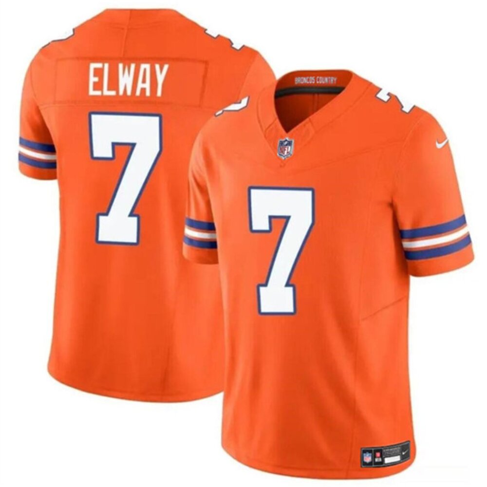 Can Select Mens Youths  John Elway Orange Vapor Stitched Jersey